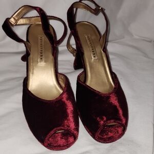 Apostrophe Women's Burgundy Velvet Heels